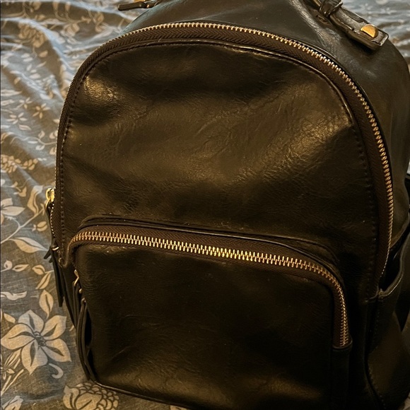 Black Backpack EUC Vegan Lessons Gold Hardware - Picture 6 of 8